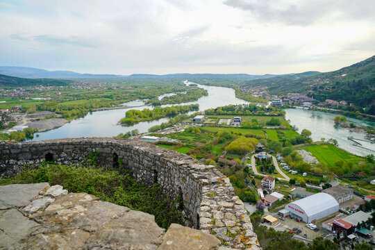 Panoramic view around the Rozafa Castle hill, Shkod&euml;r