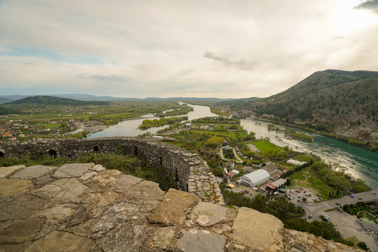 Panoramic view around the Rozafa Castle hill, Shkod&euml;r