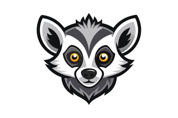 A captivating of a lemur head showcases striking golden eyes on white background