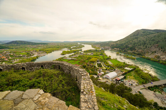 Panoramic view around the Rozafa Castle hill, Shkod&euml;r