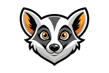 A charming lemur face with orange eyes and gray and white fur shines brightly