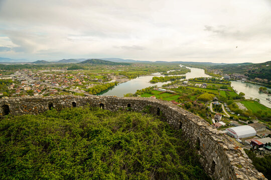 Panoramic view around the Rozafa Castle hill, Shkod&euml;r