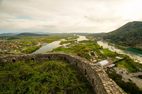 Panoramic view around the Rozafa Castle hill, Shkod&euml;r