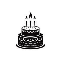 birthday cake silhouette logo vector line art logo design