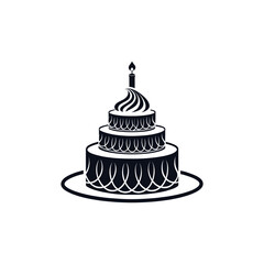 birthday cake silhouette logo vector line art logo design