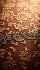 close up of a brown and gold wallpaper
