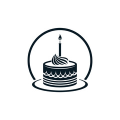 birthday cake silhouette logo vector line art logo design