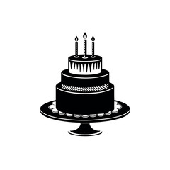 birthday cake silhouette logo vector line art logo design