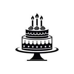 birthday cake silhouette logo vector line art logo design