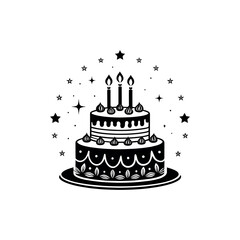 birthday cake silhouette logo vector line art logo design