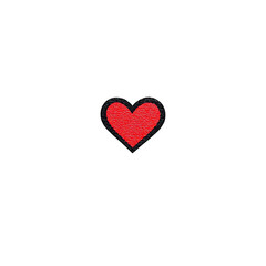 Small red heart with black outline is centered on plain transparency background, symbolizing love and affection. simple design conveys warmth and emotion