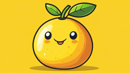 A cheerful cartoon orange with a happy face and green leaves perfect for food health and fun