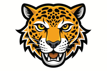 An imposing jaguar with yellow eyes and black spots stares intensely, creating captivating art