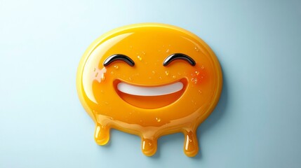 A cheerful emoji with a melting effect perfect for humor and fun designs