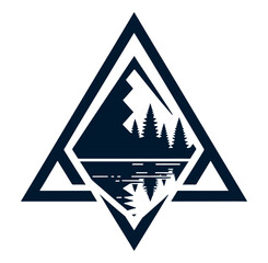 Bold mountain logo for outdoor and adventure brands.