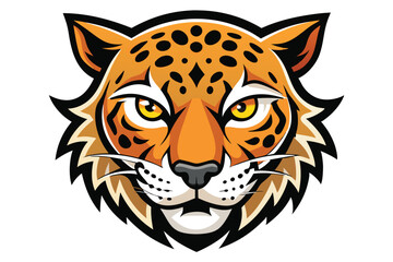 Focused orange jaguar face shows detailed spots and fur markings with glowing eyes