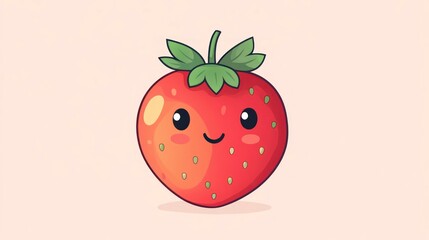 Obraz premium A cheerful strawberry with a cute face perfect for food health and fun designs
