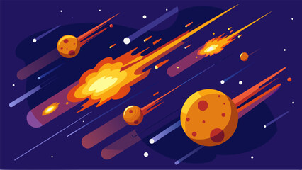 Naklejka premium A data meteor shower with each meteor containing valuable information from a distant corner of the data universe.. Vector illustration