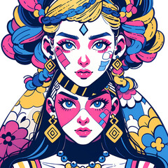 Geometric art girls woman
