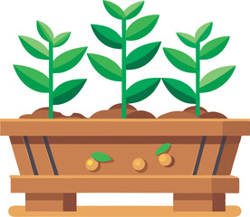 A detailed vector art illustration of a seed planter machine, showcasing precision farming equipment in a clean, modern, and realistic style.