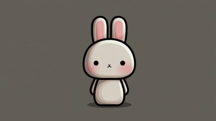 Obraz premium Adorable Cartoon Rabbit with Blushing Cheeks and Expressive Eyes for Cute Design Projects