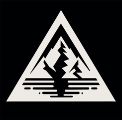 Bold mountain logo for outdoor and adventure brands.