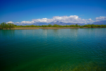 Shkodra lake and Buna river in Albania