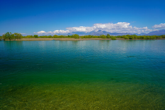 Shkodra lake and Buna river in Albania