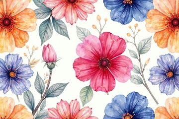 Overlapping watercolor blooms create a seamless floral repeat , stroke, elegant