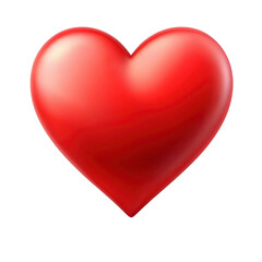 Shiny red heart symbol with smooth, glossy surface, representing love and affection. heart is centered on transparency background, emphasizing its vibrant color and shape