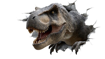 壁を突き破るティラノサウルス