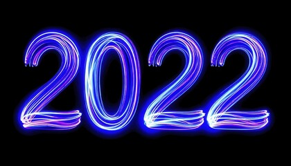 Blurred Blue Light Waves Forming the Year 2022
