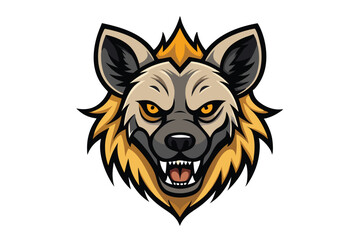 Obraz premium An angry hyena with golden eyes and exposed teeth stares intensely forward