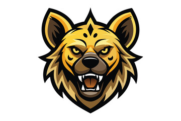 Golden hyena with piercing eyes displays its sharp teeth in this image