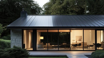 Obraz premium Modern Minimalist Home Design: Evening Ambiance