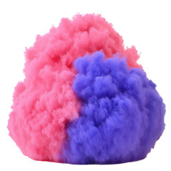 Vibrant cloud of pink and blue powder creates dynamic and colorful visual effect, resembling burst of energy or playful explosion. soft texture adds sense of movement and excitement