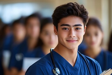 Fototapeta premium Smiling medical student, confident and ready