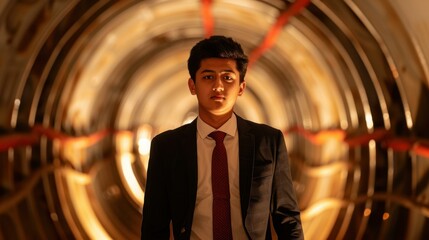 A young pro stands out in construction gear, merging style with the raw energy of progress and new opportunities.