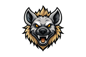 Obraz premium Ferocious hyena mascot displays its sharp teeth and intense yellow eyes