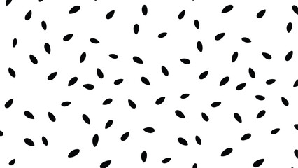 Black watermelon seeds pattern on a white background, minimalist vector illustration.
