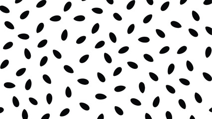 Black watermelon seeds pattern on a white background, minimalist vector illustration.