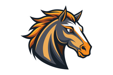 Majestic gray horse with gold mane and eye presents its noble side profile clearly