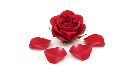 Fototapeta premium Half-wilted rose with fallen petals on white background