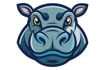 Cartoon hippo looks seriously intimidating with its huge tusk visible on its face