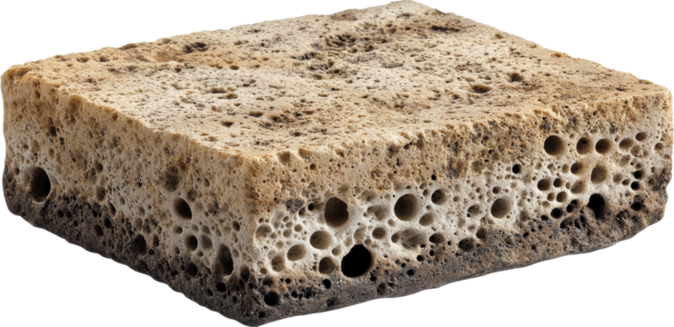 Close-up of a porous stone block