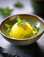 Zitronenverbene-Sorbet mit Basilikum&ouml;l