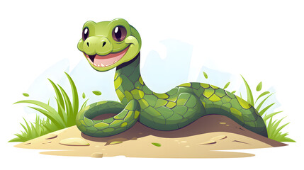 Fototapeta premium Cute Snake Sliding Along the Ground - High-Quality EPS VECTOR Image for Projects