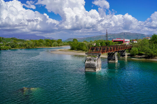 Buna river and Drin river in Shkodra , Albania
