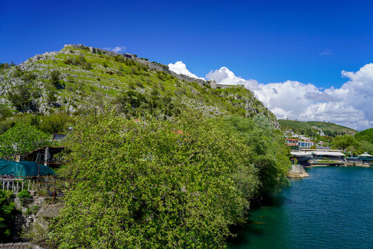 Buna river and Drin river in Shkodra , Albania