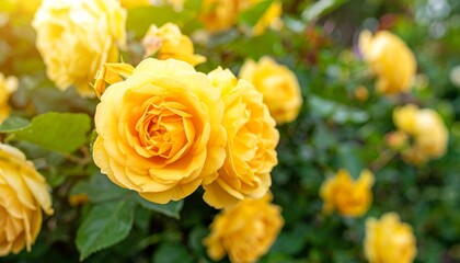 Obraz premium Yellow roses in the garden